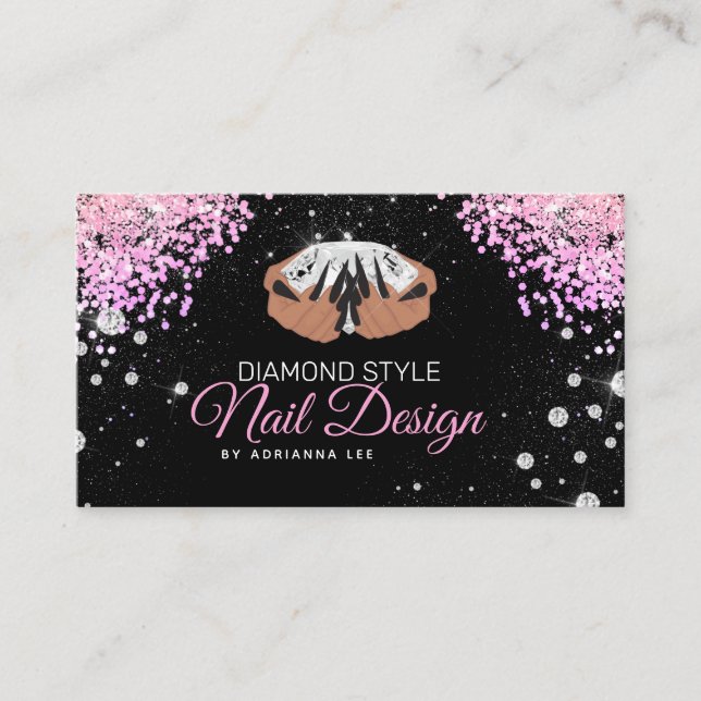 Carte De Visite Technicien à ongles Parties scintillant diamant Sa (Devant)
