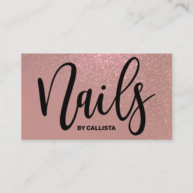 Carte De Visite Technicien à ongles Rose Gold Rose Parties scintil (Devant)