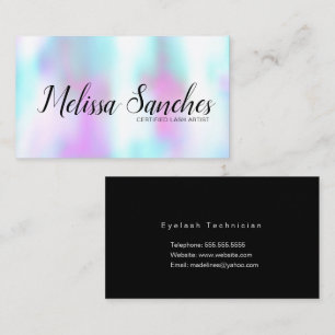 Carte De Visite Technicien Artiste Hologramme Cils Pastel