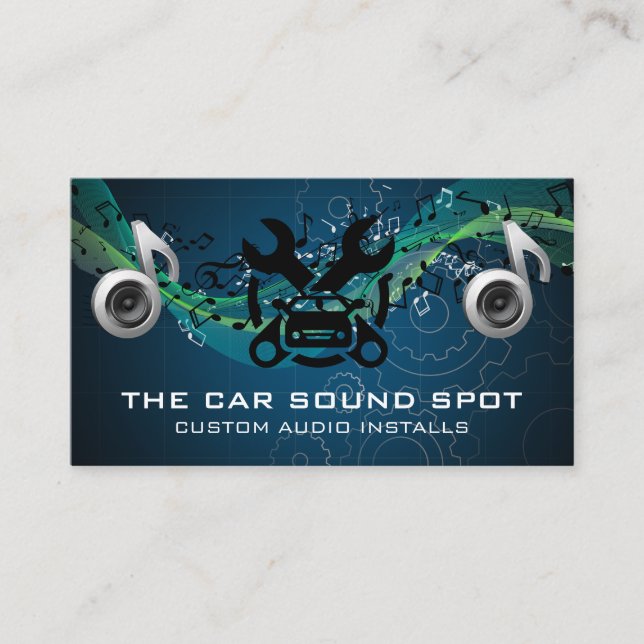 Carte De Visite Technicien audio automobile | Entretien de voiture (Devant)