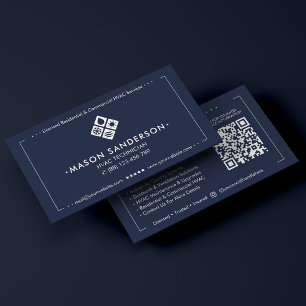 Carte De Visite Technicien CVC Bleu Nuit Foncé Spécialiste de la C