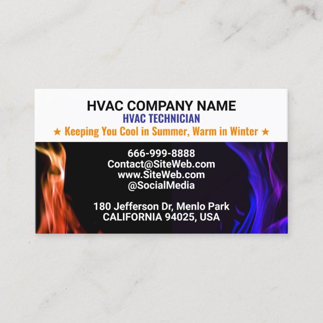 Carte De Visite Technicien CVC & Entrepreneur | Slogan Professionn (Devant)
