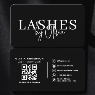 Carte De Visite Technicien de Cils Code QR Noir Blanc