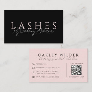 Carte De Visite Technicien de cils Code QR Rose Noir