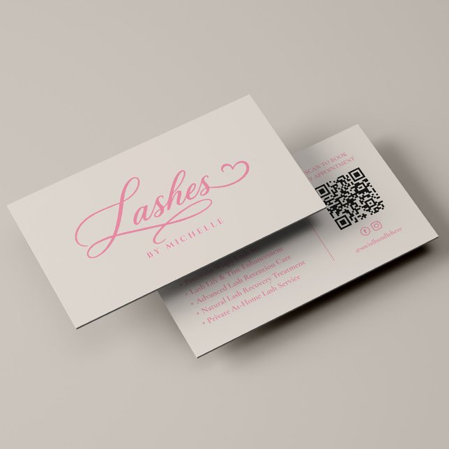 Carte De Visite Technicien de cils Elegant Lashes Script Pink Sand (Lash Tech Elegant Lashes Script Pink Sand Business Card
)