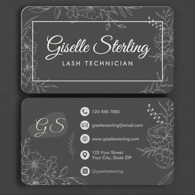 Carte De Visite Technicien de cils Floral (Créateur téléchargé)