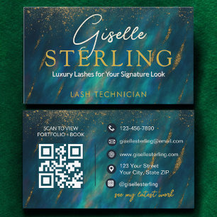 Carte De Visite Technicien de cils Opal Stone Code QR Vert