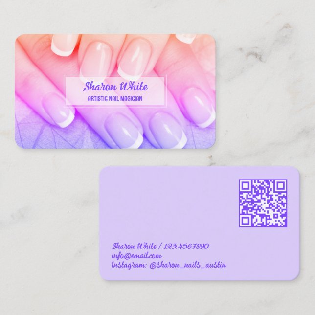 Carte De Visite 💅🏻 Technicien de manucure mobile QR (Devant / Derrière)