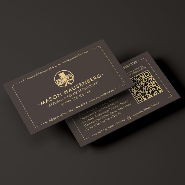 Carte De Visite Technicien de réparation d'appareils électroménage (Modern Home Appliance Repair Technician Espresso Business Card
)