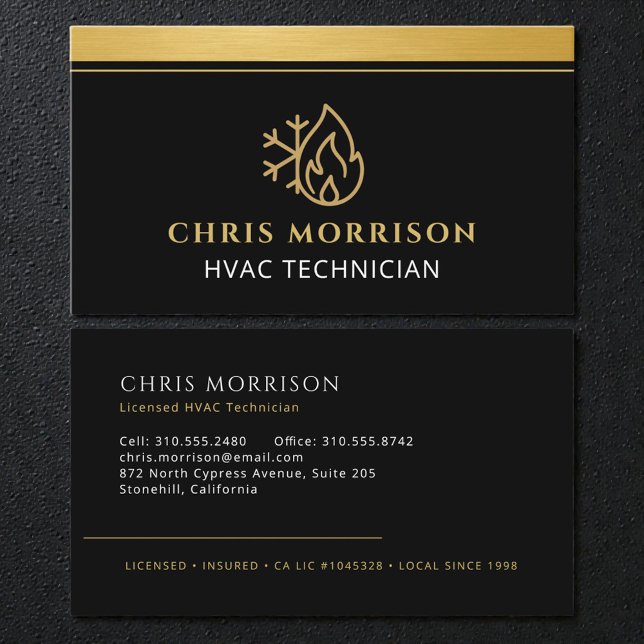 Carte De Visite Technicien de service de chauffage refroidissement (Créateur téléchargé)