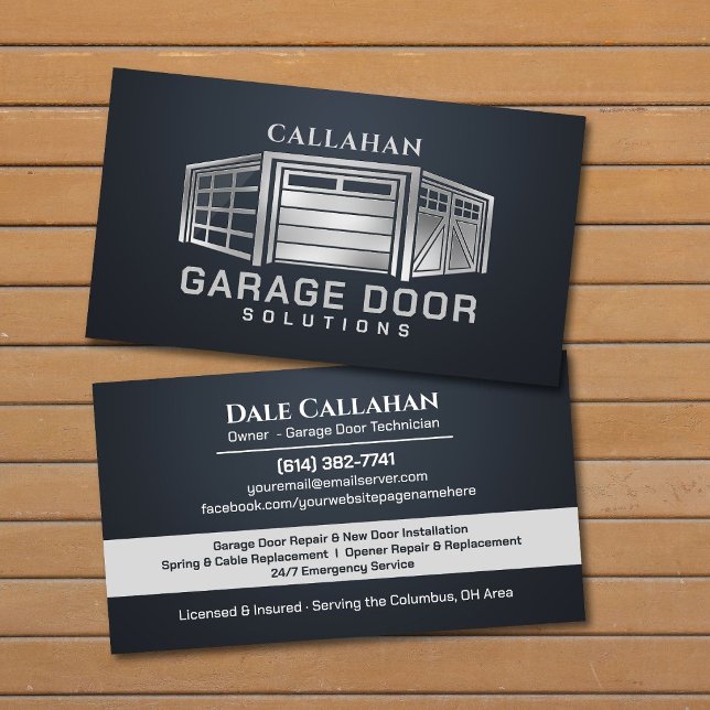 Carte De Visite Technicien de services de portes de garage profess (Créateur téléchargé)
