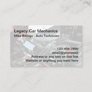 Carte De Visite Technicien de voiture rétro automobile héritée