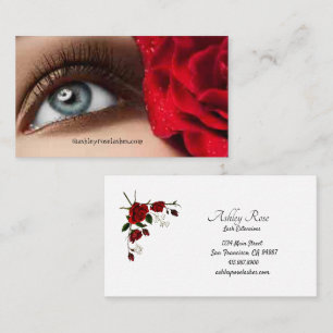 Carte De Visite Technicien des extensions Eyelash Rose rouge