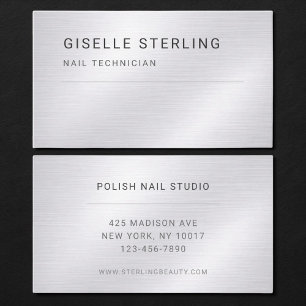 Carte De Visite Technicien en Onglerie Métallisé Argent Profession
