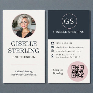 Carte de visite Technicien en Onglerie Rose Pâle &