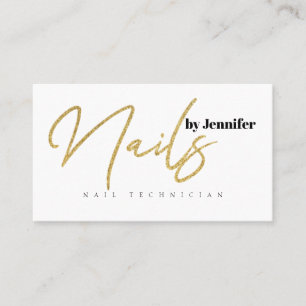 Carte De Visite Technicien en onglerie Salon Paillettes dorées Écr
