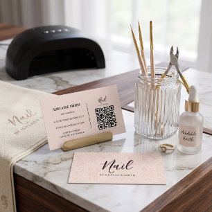 Carte De Visite Technicien en onglerie Soft Blush Rose Line Art av