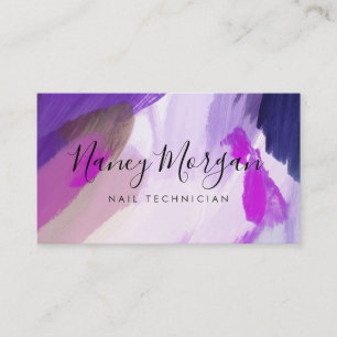 Carte De Visite Technicien en Ongles à Trait de Pinceau Aquarelle