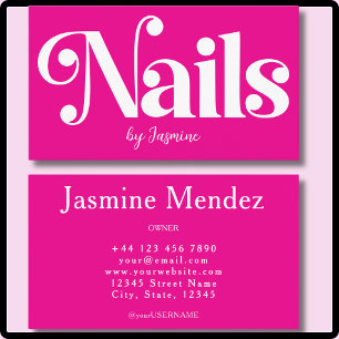 Carte De Visite Technicien en Ongles Rose Chaud Salon de Manucure