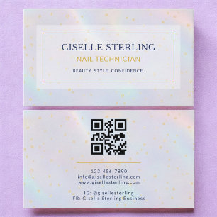 Carte De Visite Technicien Holographique De Luxe Nail Moderne