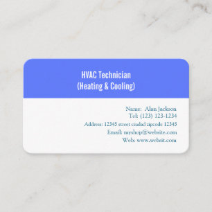 Carte De Visite Technicien HVAC (chauffage et refroidissement)