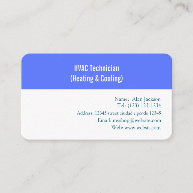 Carte De Visite Technicien HVAC (chauffage et refroidissement) (Devant)