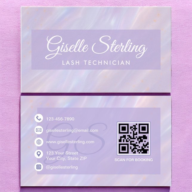 Carte De Visite Technicien Lash Iridescente Pastel Opal Holographi (Créateur téléchargé)