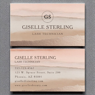 Carte De Visite Technicien Lash Rose Gold Blush Beige Aquarelle