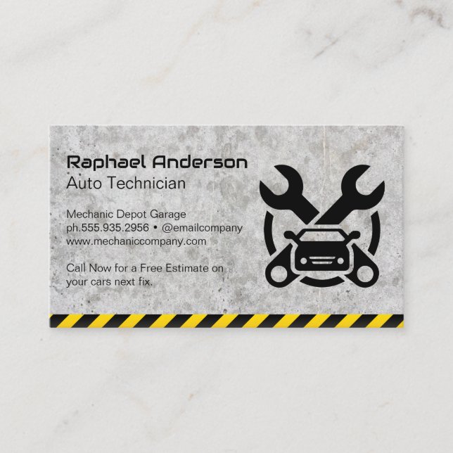Carte De Visite Technicien Mécanicien | Logo de Wrenches Car Shop (Devant)