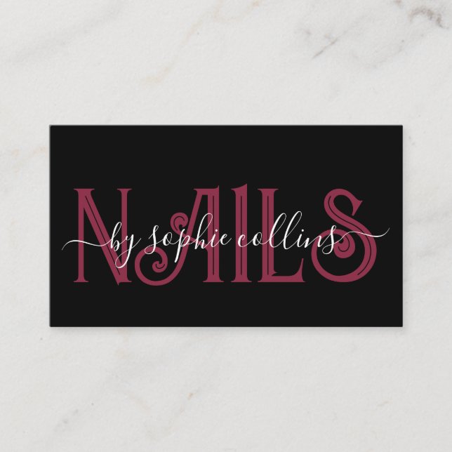 Carte De Visite Technicien Nail Art Terracotta Sur Noir (Devant)