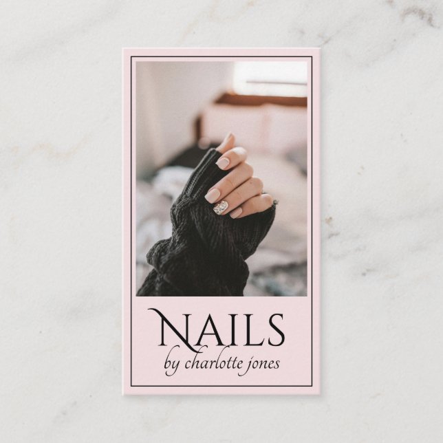 Carte De Visite Technicien Nail Moderne Photo Pink (Devant)