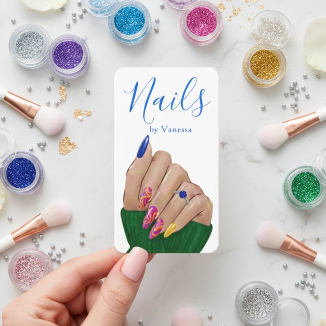 Carte De Visite Technicien Ongles Chic Code QR Élégant (Créateur téléchargé)