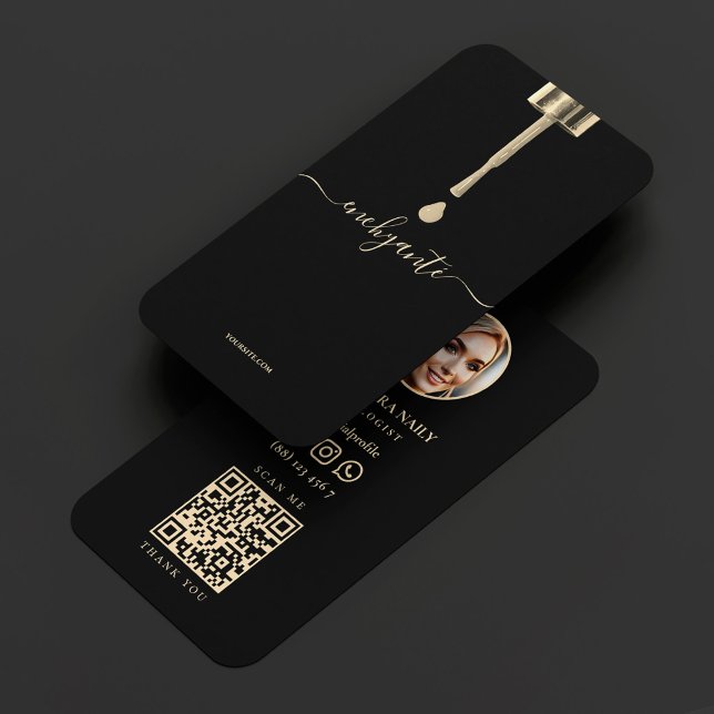 Carte De Visite Technicien Ongles Manucure Élégant Faux Or Noir (Nail Tech Manicurist Elegant Black Faux Gold Business Card
)