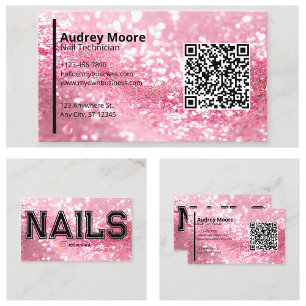 Carte De Visite Technicien professionnel de l'ongle de code QR Mod