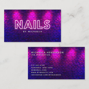 Carte De Visite Technicien/Salon Moderne Pink Neon & Bricks