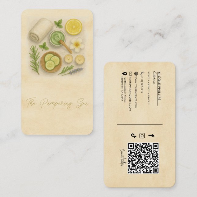 Carte De Visite Technicienne de beauté de Spa Classe Esthéticienne (Devant / Derrière)