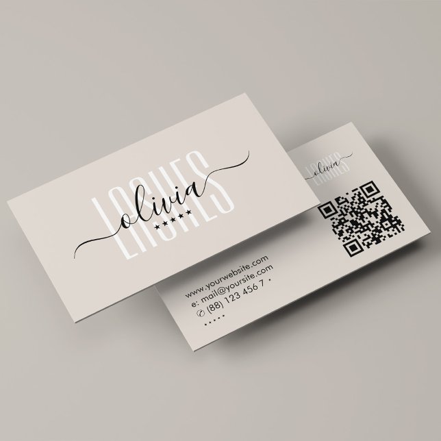 Carte De Visite Technicienne de cils Artiste de sourcils Sable élé (Lash Tech Brow Artist Elegant Sand Business Card
)