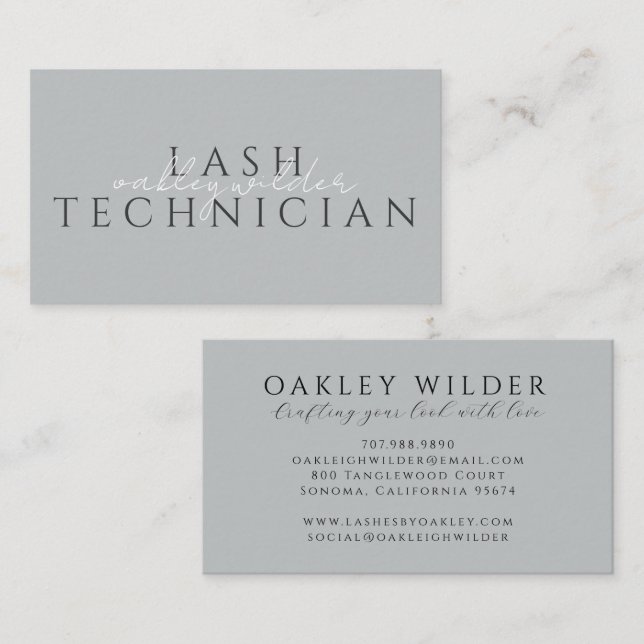 Carte De Visite Technicienne de cils Gray (Devant / Derrière)