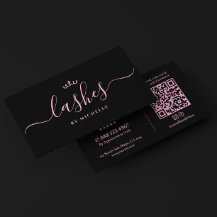 Carte De Visite Technicienne de cils Studio Lash Noir Rose Esthéti