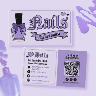 Carte De Visite Technicienne de manucure gothique violet et noir g