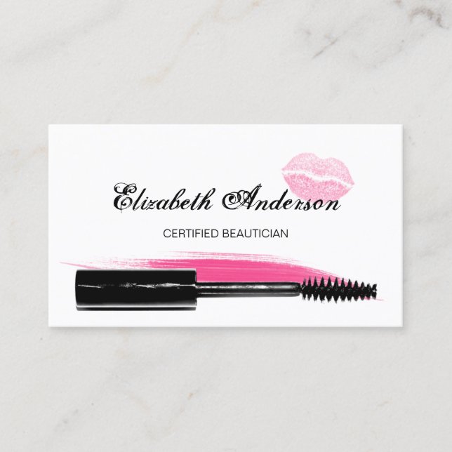 Carte De Visite Technicienne en beauté certifiée Mascara Lèvres (Devant)