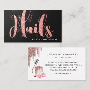 Carte De Visite Technicienne en onglerie Rose Gold Glitter