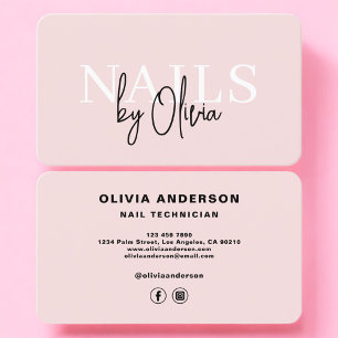 Carte De Visite Technicienne en Ongles Rose Pâle