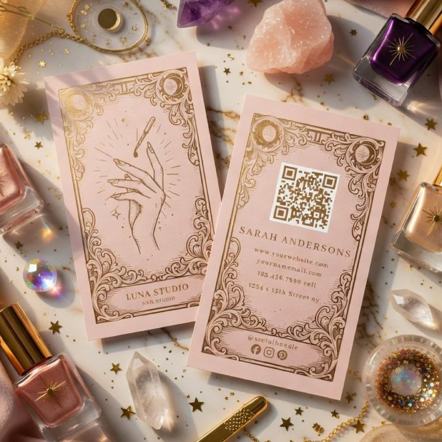Carte De Visite Technicienne en pose d'ongles Celestial Nail Studi (Créateur téléchargé)