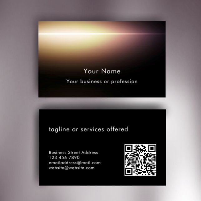 Carte De Visite Technologie de code QR de texte personnalisé éléga (Customize this unique template for an eye-catching modern black QR code professional business card.
)