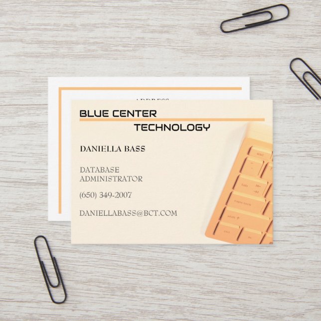 Carte De Visite Technologie de l'information Orange Clavier (Devant/Arrière en situation)