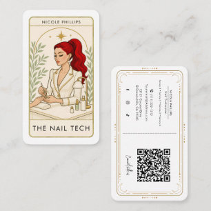 Carte De Visite Technologie de manucure aux cheveux rouges ondulés