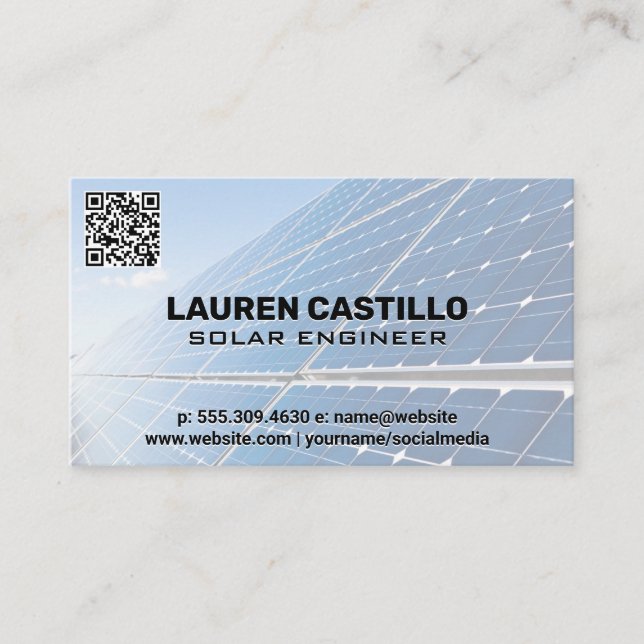 Carte De Visite Technologie des panneaux solaires | Code d'analyse (Devant)