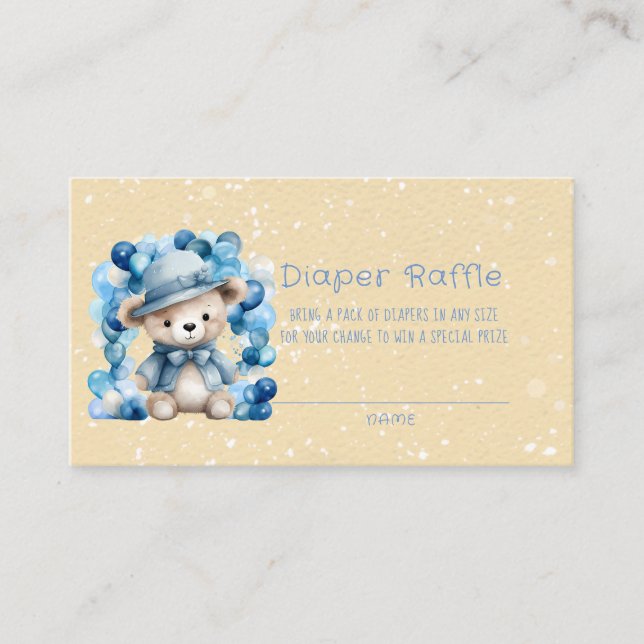 Carte De Visite Teddy Bear Balloon Arch Boy Diaper Raffin (Devant)