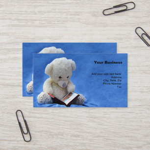 Carte De Visite Teddy Bear Time to Read Blue Stuffed Animal, ZKOA